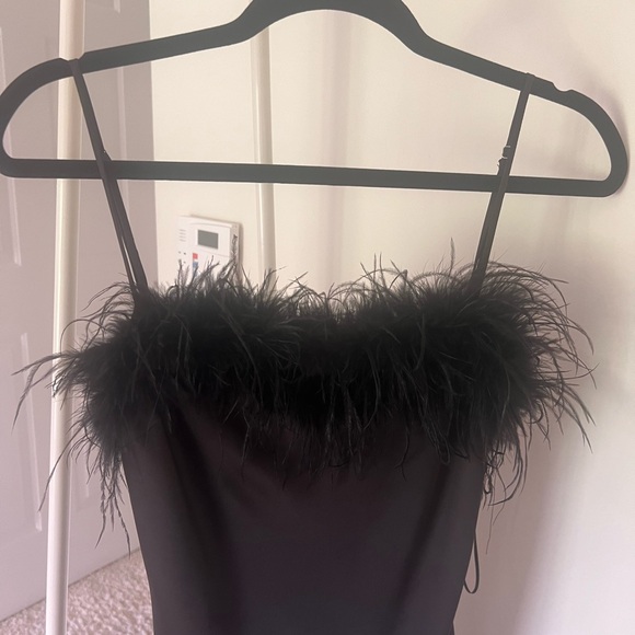 New Mini black dress with fur S - Picture 4 of 5